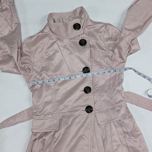 Vintage 7th Street NY Pink Size 4 Women's Trench Jacket Coat with Belt - Picture 8 of 11
